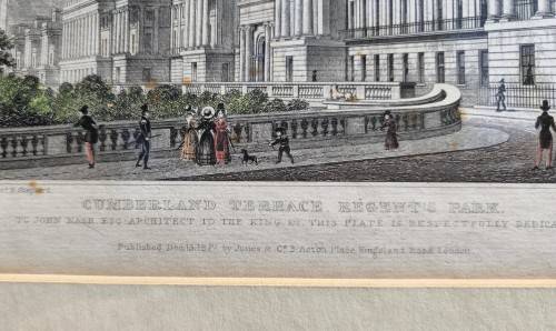 CUMBERLAND TERRACE ANTIQUE 1820S SHEPHERD DESIGN AND TINGLE ENGRAVING WITH SOME HAND COLOURING