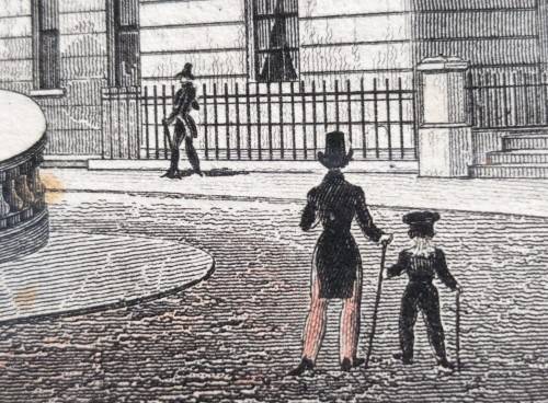 CUMBERLAND TERRACE ANTIQUE 1820S SHEPHERD DESIGN AND TINGLE ENGRAVING WITH SOME HAND COLOURING