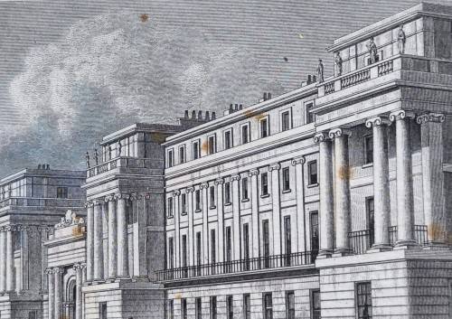 CUMBERLAND TERRACE ANTIQUE 1820S SHEPHERD DESIGN AND TINGLE ENGRAVING WITH SOME HAND COLOURING