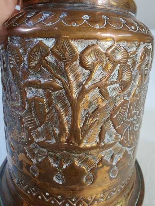 VINTAGE HAND ETCHED INDO ISLAMIC COPPER HOOKAH (TABACCO SMOKING) BASE BOTTLE