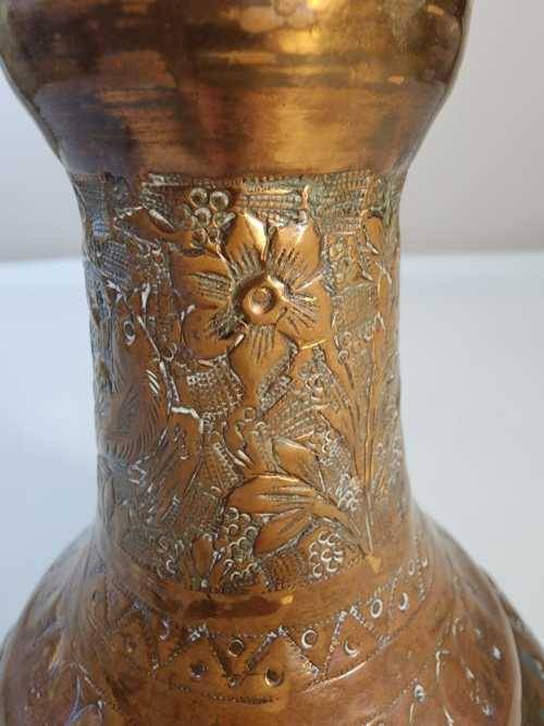 VINTAGE HAND ETCHED INDO ISLAMIC COPPER HOOKAH (TABACCO SMOKING) BASE BOTTLE