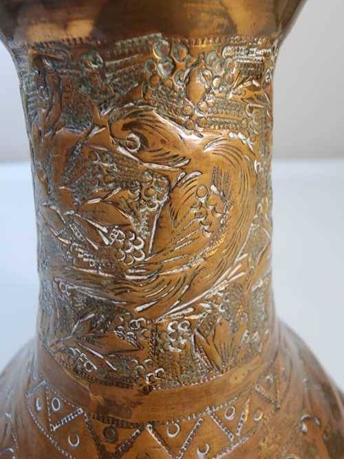 VINTAGE HAND ETCHED INDO ISLAMIC COPPER HOOKAH (TABACCO SMOKING) BASE BOTTLE