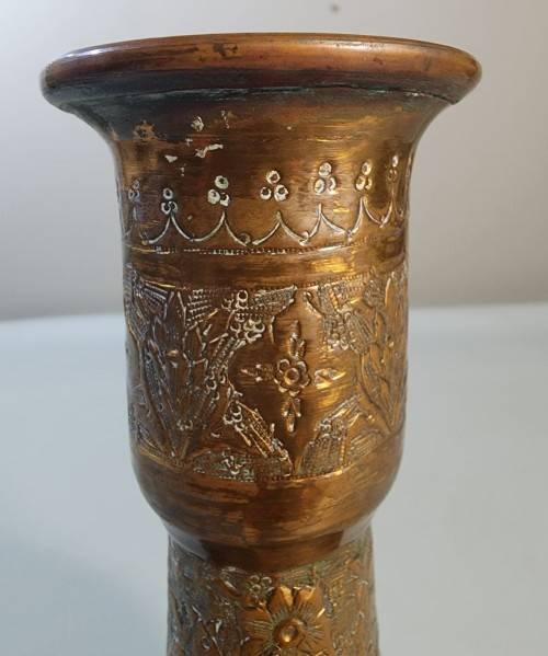 VINTAGE HAND ETCHED INDO ISLAMIC COPPER HOOKAH (TABACCO SMOKING) BASE BOTTLE
