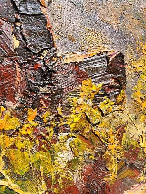 BUSHVELD FIRE SCENE BY ERNEST BENJAMIN KING 1971 OIL ON BOARD (SA ARTIST 20TH CENTURY) 60CM W 45CM H