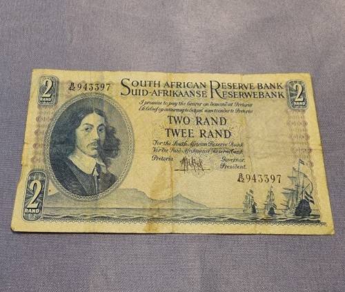 EARLY B SERIES (B42 943397) JAN VAN RIEBEECK SA 1961 R2 NOTE MH DE KOCK SIGNATURE ENG OVER AFR F