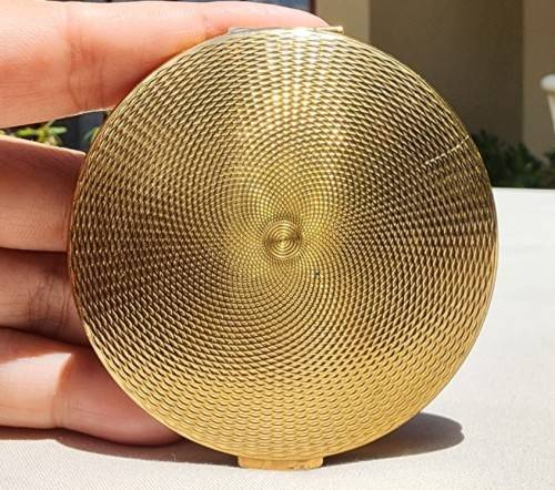 VINTAGE 1950S ENGLISH MADE ROSE COMPACT MIRROR AND POWDER CASE