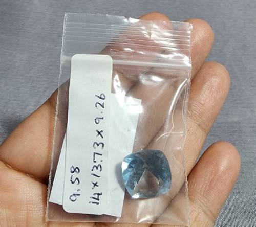 SEAFOAM BLUE AQUAMARINE GEMSTONE LARGE 9,60CT WITH BEAUTIFUL CUSHION CUT