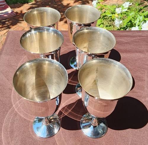 ELEGANT SET OF 6 SALEM PORTUGAL SILVERPLATED WINE GOBLETS