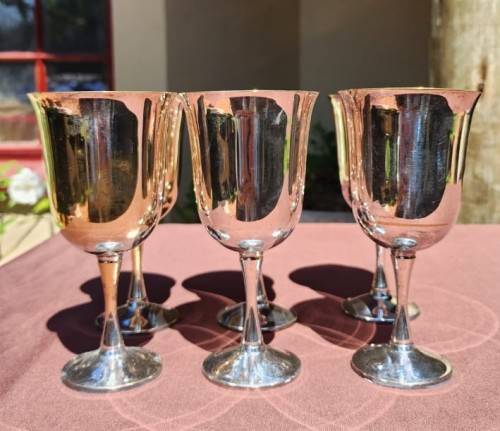 ELEGANT SET OF 6 SALEM PORTUGAL SILVERPLATED WINE GOBLETS
