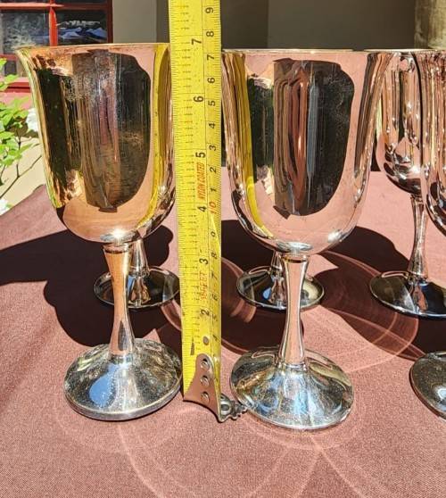 ELEGANT SET OF 6 SALEM PORTUGAL SILVERPLATED WINE GOBLETS