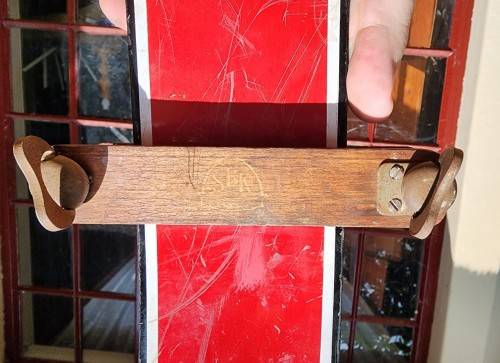 EYECATCHING FISCHER AUSTRIAN 1970S WOODEN SKIS 1,8M LONG WITH TYROLIA SKIMEISTER BINDINGS