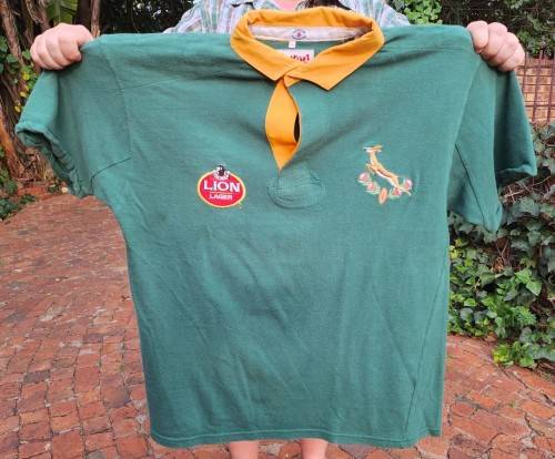 LION LAGER SPONSORED SPRINGBOKS RUGBY 1992 TO 1995 NO 1 OFFICIAL PLAYERS ISSUED JERSEY