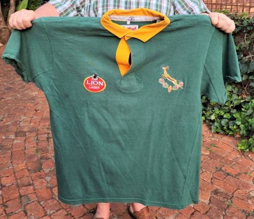 LION LAGER SPONSORED SPRINGBOKS RUGBY 1992 TO 1995 NO 1 OFFICIAL PLAYERS ISSUED JERSEY
