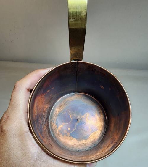 BRASS AND COPPER 1L MEASURING BUCKET AND BED WARMER