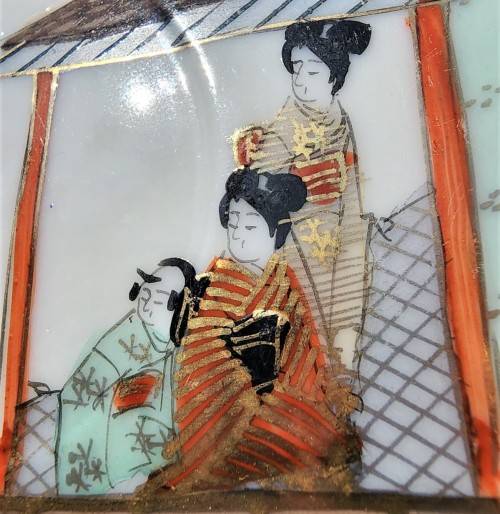 VINTAGE JAPANESE HAND PAINTED EGGSHELL TYPE CUP AND SAUCER WITH KIMONO GEISHA LADIES