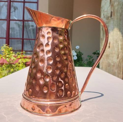 HAND HAMMERED COPPER PITCHER  SHINY AND BEAUTIFUL