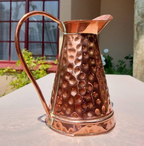 HAND HAMMERED COPPER PITCHER  SHINY AND BEAUTIFUL