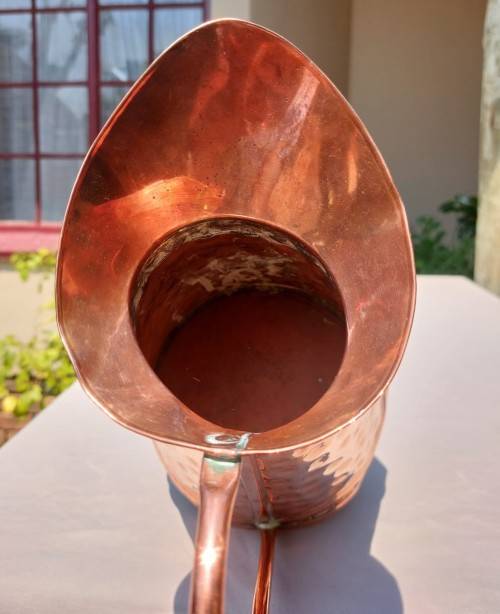 HAND HAMMERED COPPER PITCHER  SHINY AND BEAUTIFUL