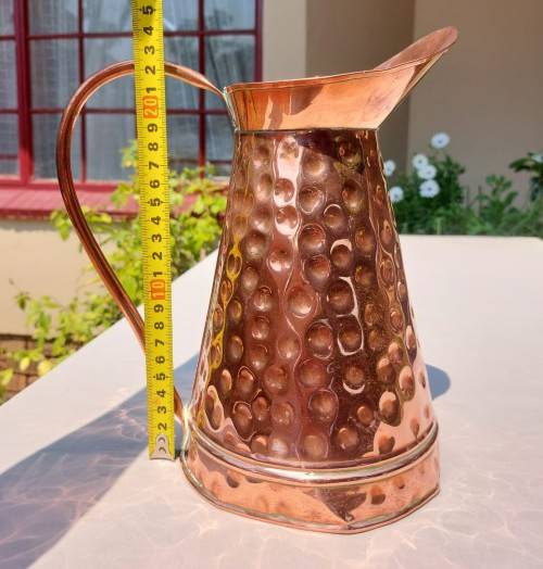HAND HAMMERED COPPER PITCHER  SHINY AND BEAUTIFUL
