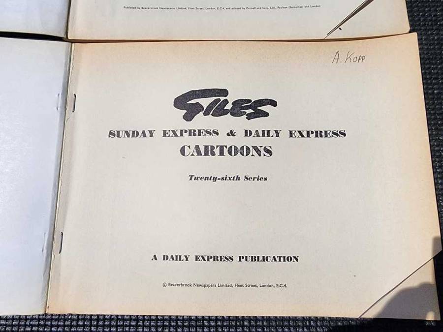 A COLLECTION OF 2 VINTAGE 1970S GILES DAILY EXPRESS CARTOONS  ISSUES 25 AND 26