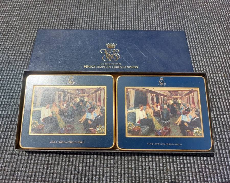ORIENT EXPRESS BAR CAR COASTERS SET FROM THE SECOND MOST FAMOUS TRAIN ON EARTH