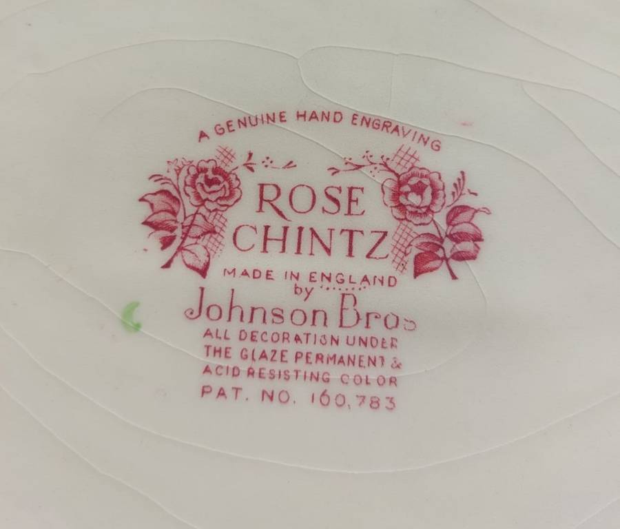 LARGE ROSE CHINTZ HAND PAINTED 1950S JOHNSON BROTHERS ENGLAND 29x35CM OVAL SERVING PLATTER