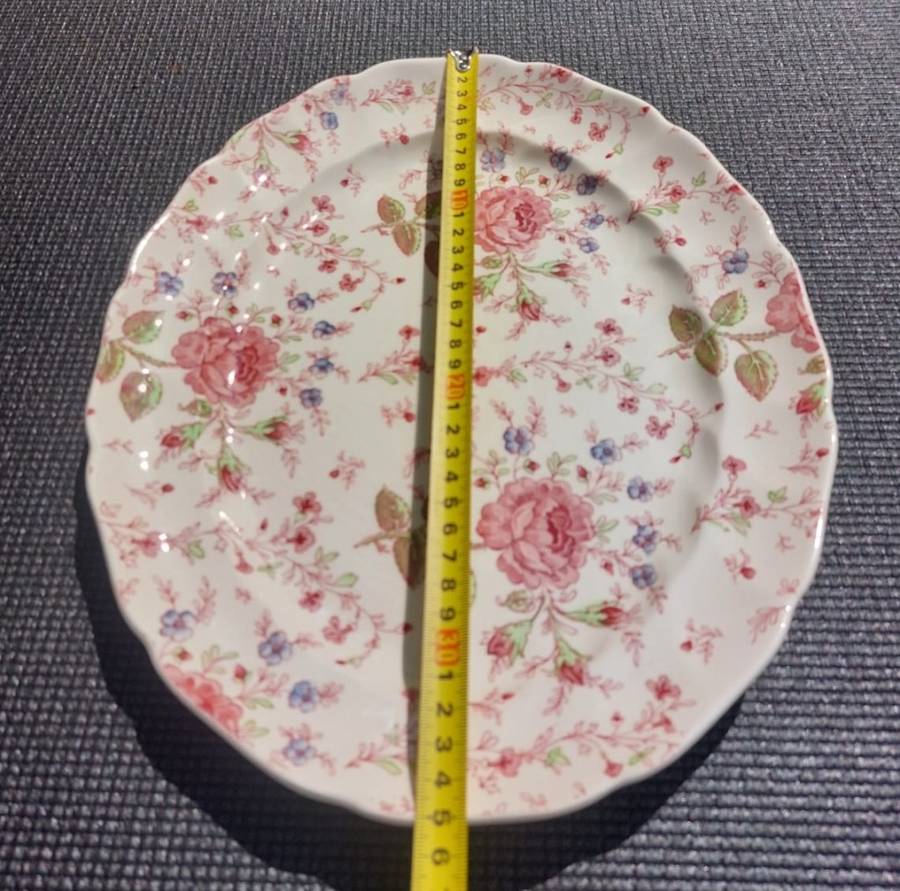 LARGE ROSE CHINTZ HAND PAINTED 1950S JOHNSON BROTHERS ENGLAND 29x35CM OVAL SERVING PLATTER