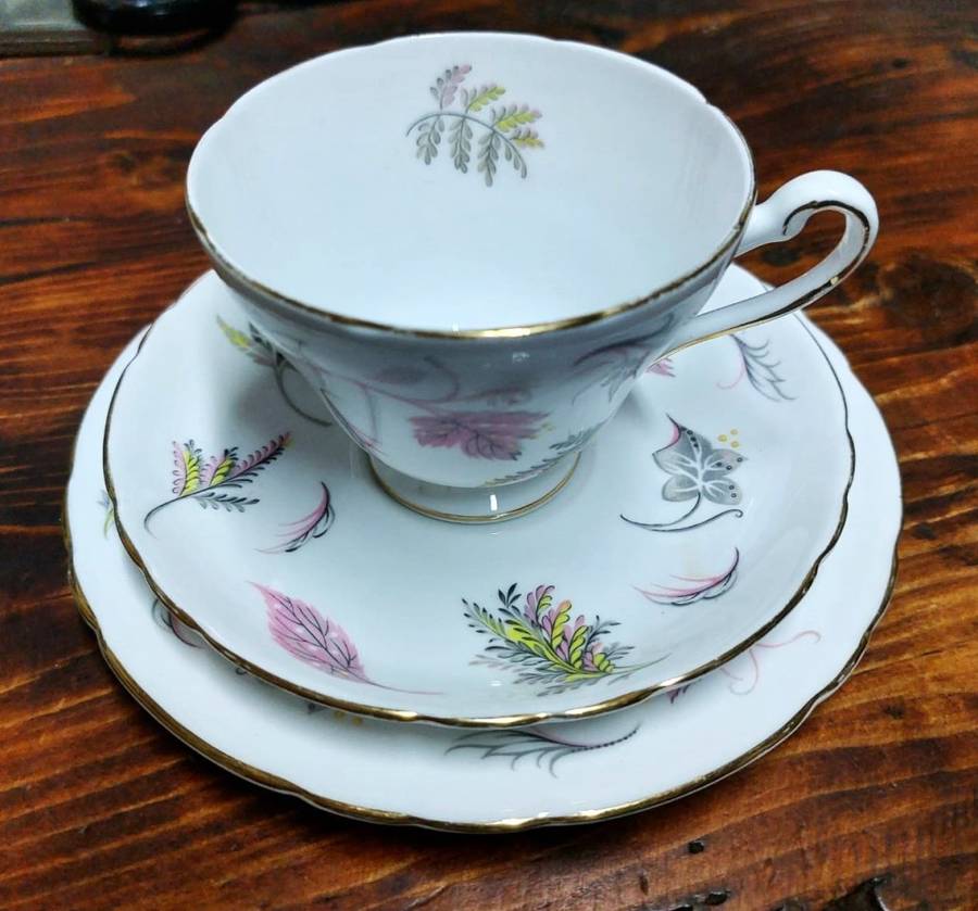 VINTAGE 1950S TUSCAN FINE ENGLISH BONE CHINA WINDSWEPT PATTERN 18 PIECE TEASET