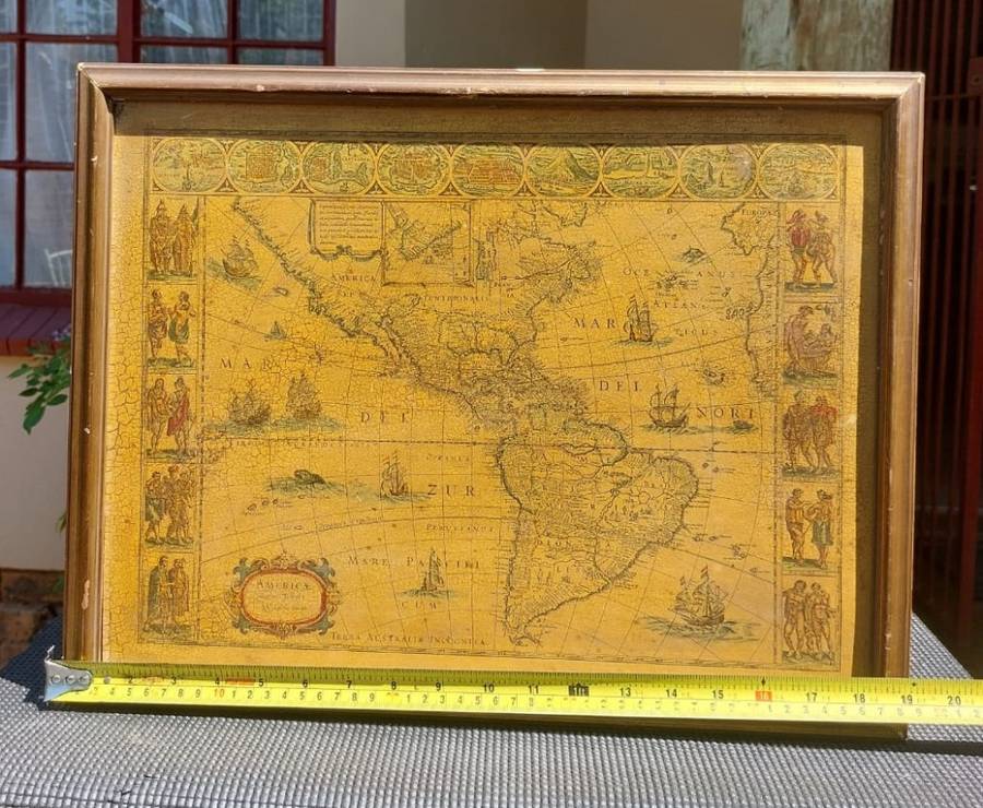 RARE ANTIQUE MAP AMERICAE NOVA TABULA WITH ELDORADO WILLEM BLAEU (1571-1638) HAND COLOURED ENGRAVING