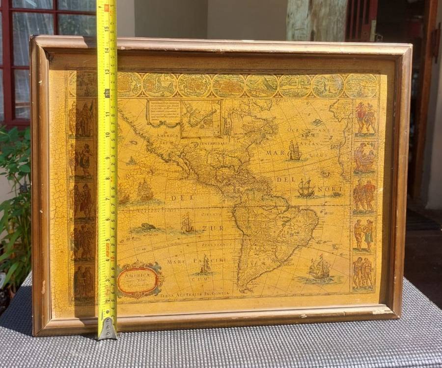 RARE ANTIQUE MAP AMERICAE NOVA TABULA WITH ELDORADO WILLEM BLAEU (1571-1638) HAND COLOURED ENGRAVING