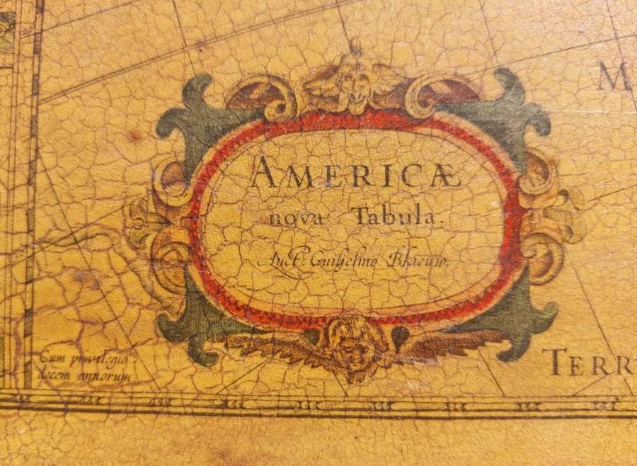 RARE ANTIQUE MAP AMERICAE NOVA TABULA WITH ELDORADO WILLEM BLAEU (1571-1638) HAND COLOURED ENGRAVING