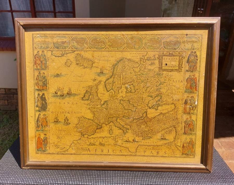 EUROPA ANTIQUE MAP RECENS DESRIPTA BY WILLEM BLAEU (1571-1638) HAND COLOURED LINE ENGRAVING