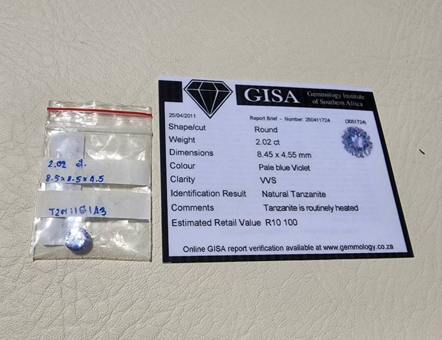 GISA CERTIFIED 2.00CT PALE BLUEISH VIOLET TANZANITE GEMSTONE  PLEASE READ FULL DESCRIPTION