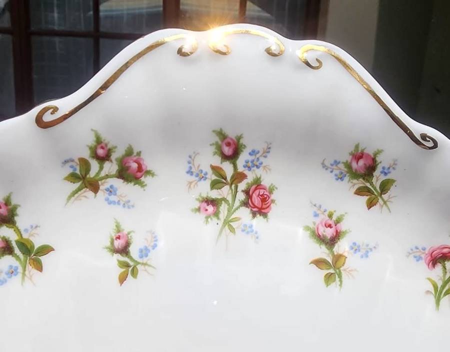Royal Albert 1966-1980 Winsome Pattern (Small Pink Roses) Two Handled Cake Plate