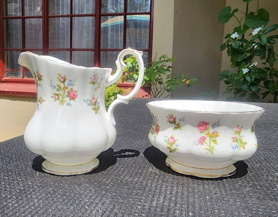 Royal Albert 1966-1980 Winsome Pattern (Small Pink Roses) Creamer and Sugar Pot