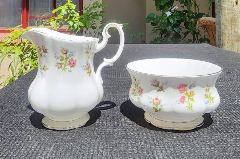 Royal Albert 1966-1980 Winsome Pattern (Small Pink Roses) Creamer and Sugar Pot