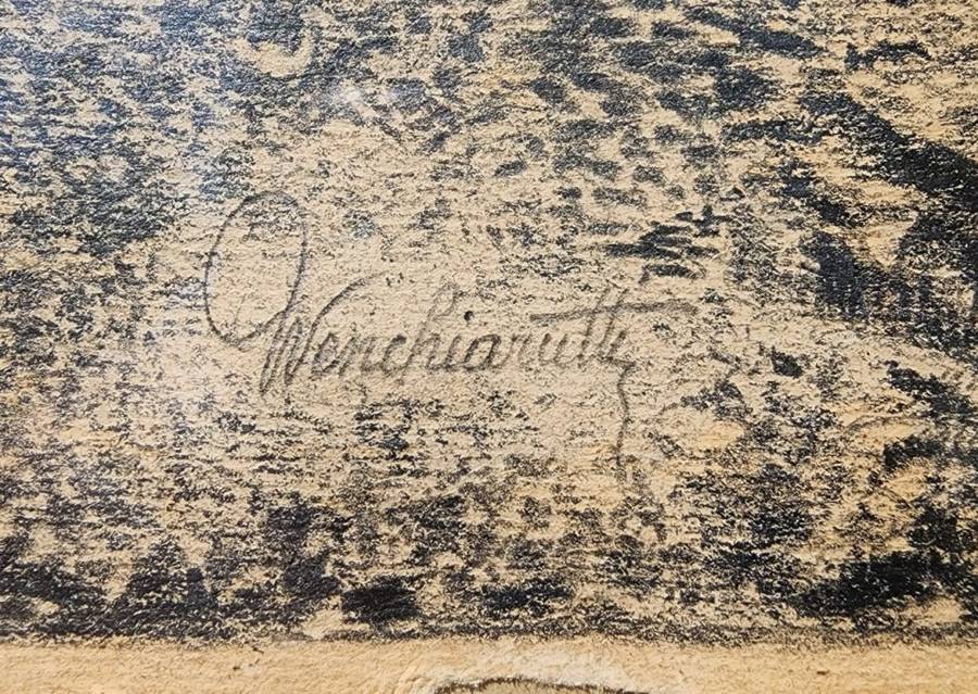 Original Antique Two Farmers Praying Pencil Sketch Signed Wenchiaruttz