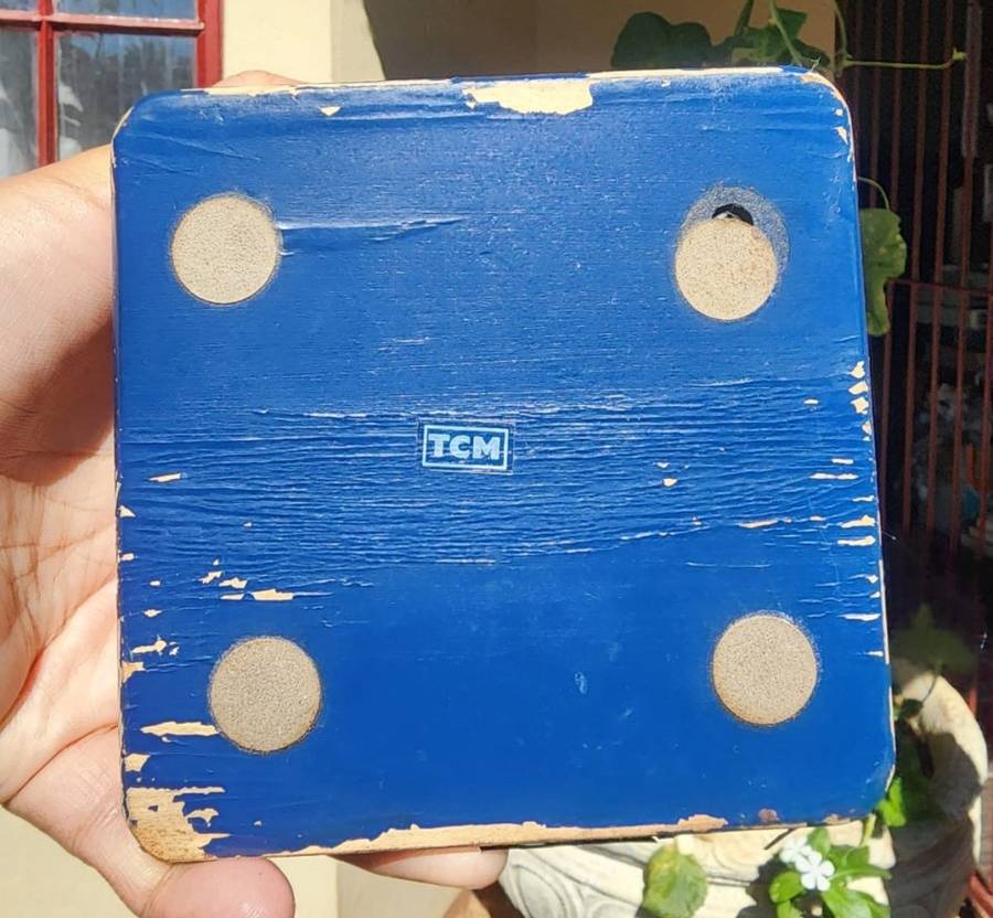 Vintage TCM Ceramic Metal and Wood Floral Hand Crank Burr Grinder Coffee Mill