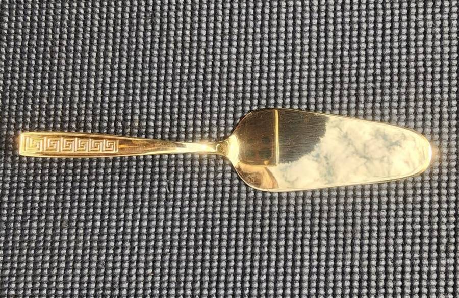 Vintage NTC 23 Carat Gold Plated Set: 6 Teaspoons, 6 Desert Forks, 1 Cake Lifter