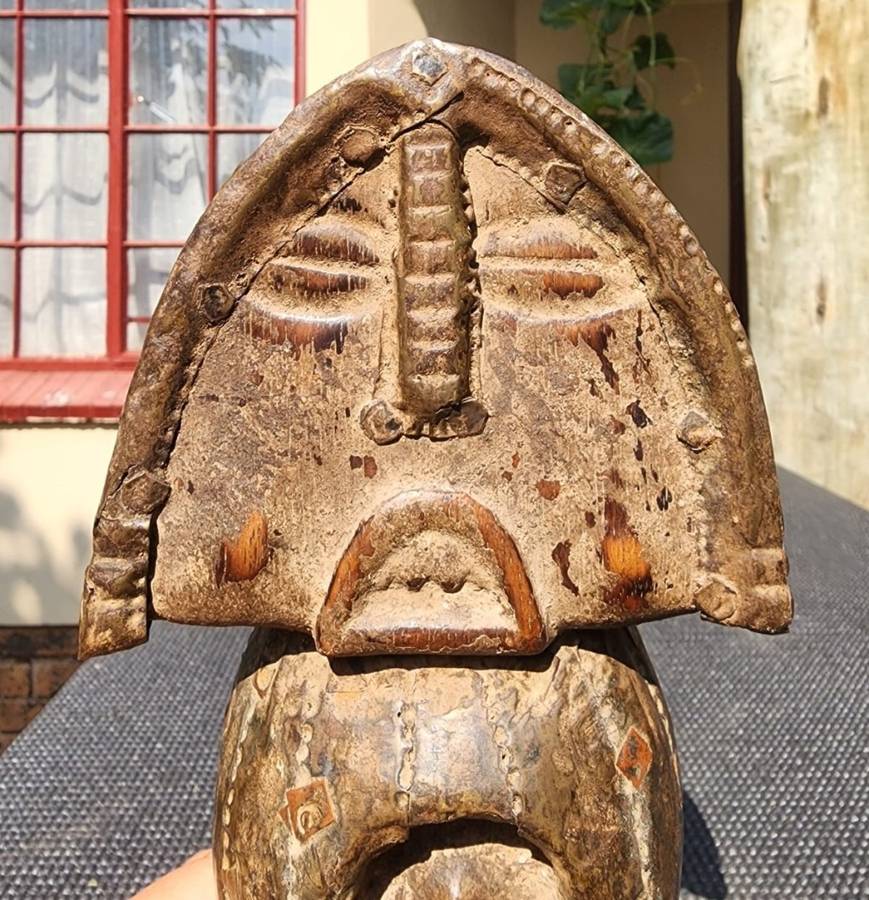 Strange Looking Azande Northern Congo Double-Faced Ancestral Cult Figure (Yanda Figure)