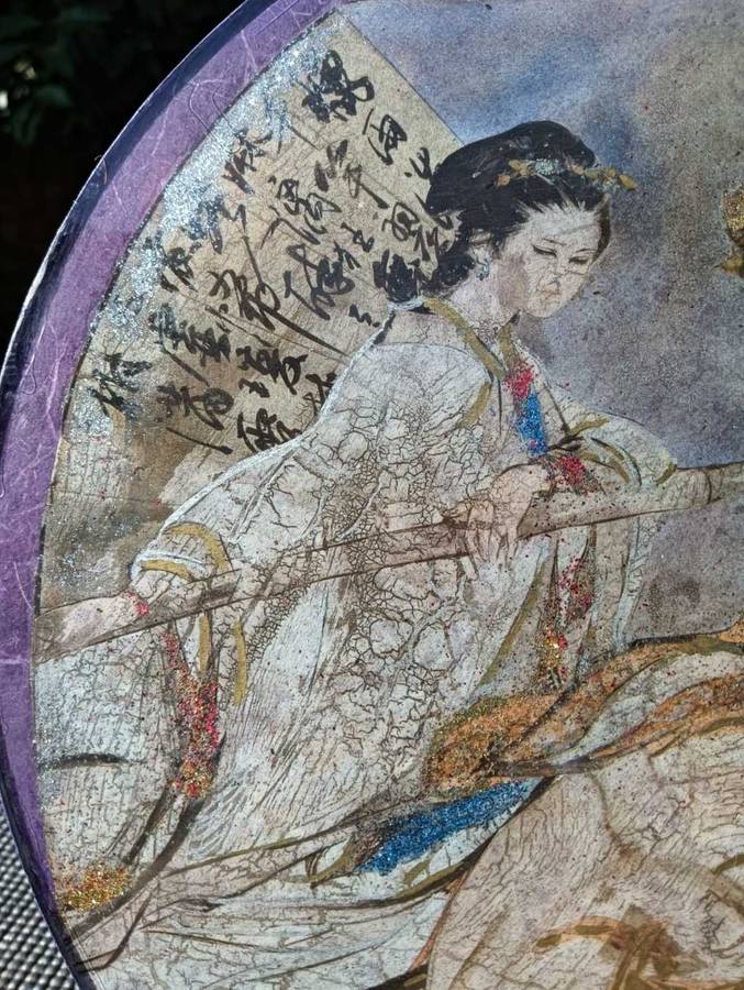Gracefull Chinese Dancing Ladies Decorative Glass Display Plate