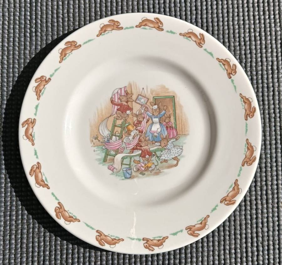 Bunnykins Royal Doulton Naughty Bunnies Plate Design 1936 Backmark 1968-1975