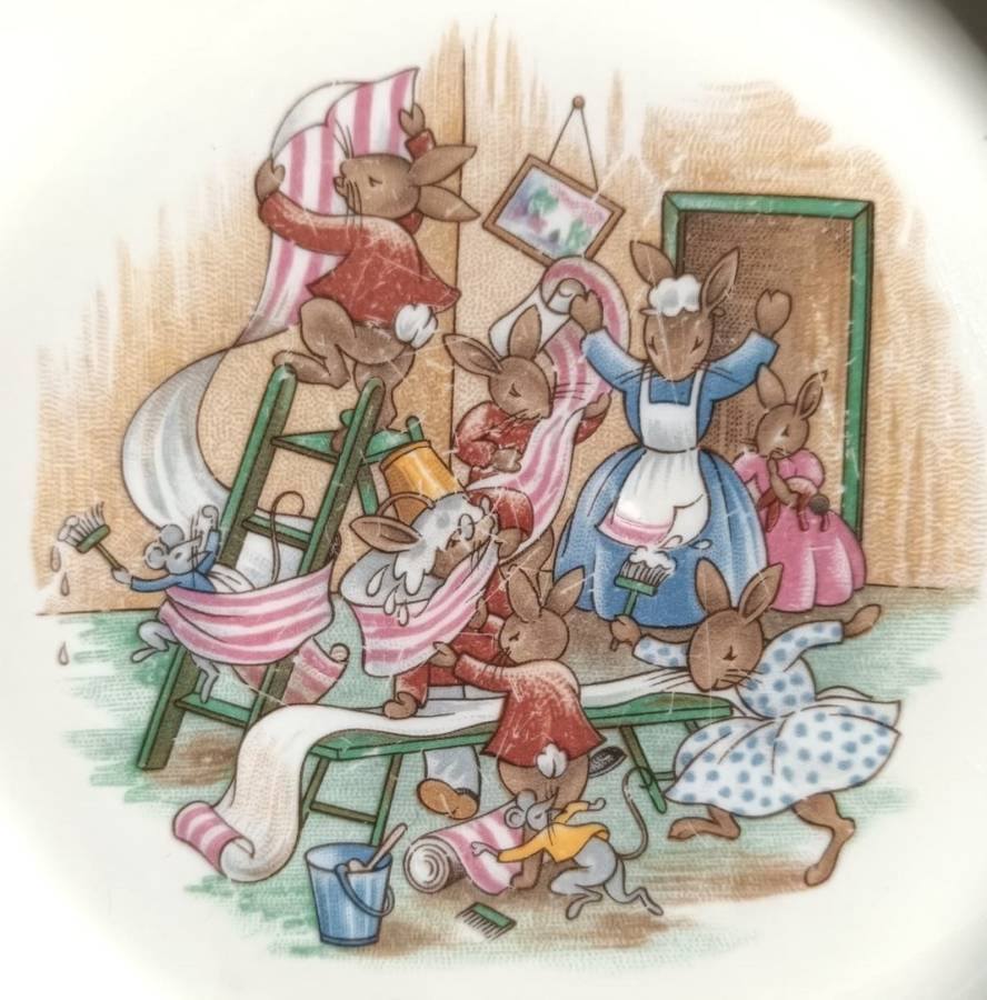 Bunnykins Royal Doulton Naughty Bunnies Plate Design 1936 Backmark 1968-1975