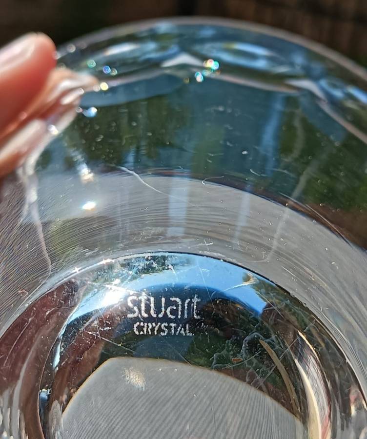 Ringing and Singing Stuart England Chrystal Glass Bowl with Stuart Chrystal Acid Etched Mark