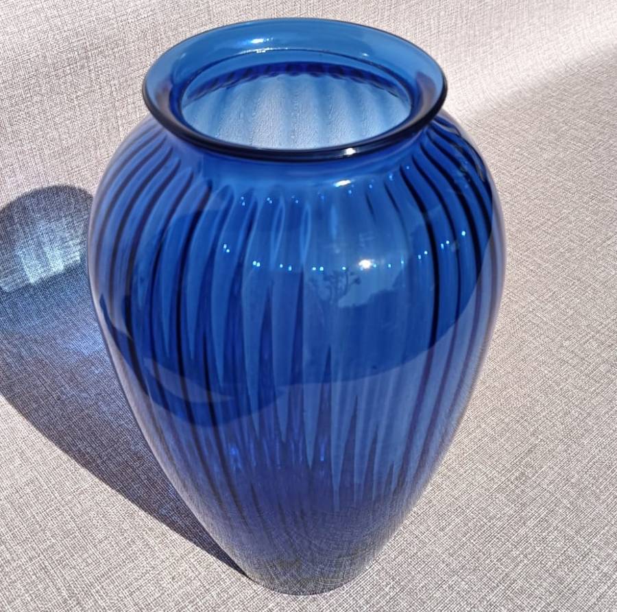 Awesome Entryway Centerpiece Anchor Hocking Cobalt Blue Ribbed Flower Vase