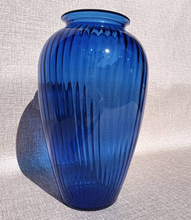 Awesome Entryway Centerpiece Anchor Hocking Cobalt Blue Ribbed Flower Vase