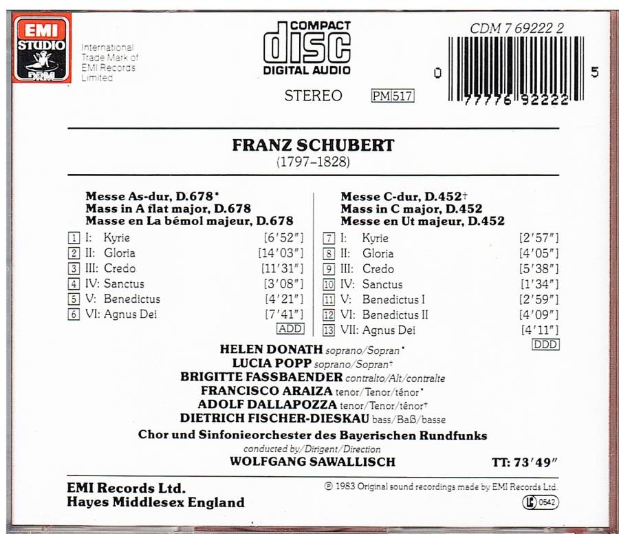 Schubert Messe As-dur, D.678 CD