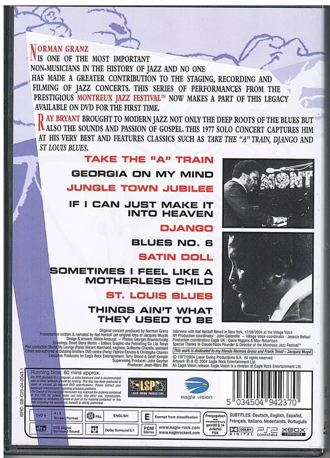 Ray Bryant `77 (Norman Granz` Jazz at Montreux Presents...) DVD
