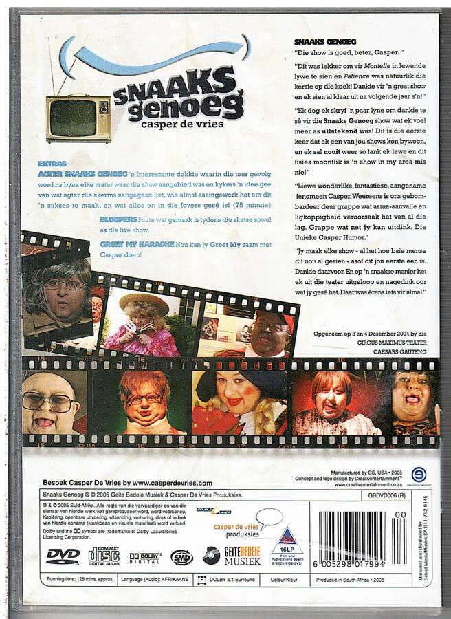 Casper de Vries: Snaaks Genoeg DVD