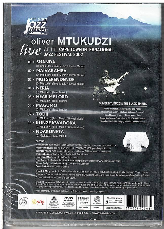 Oliver Mtukudzi: Live at The Cape Town International Jazz Festival 2002 DVD